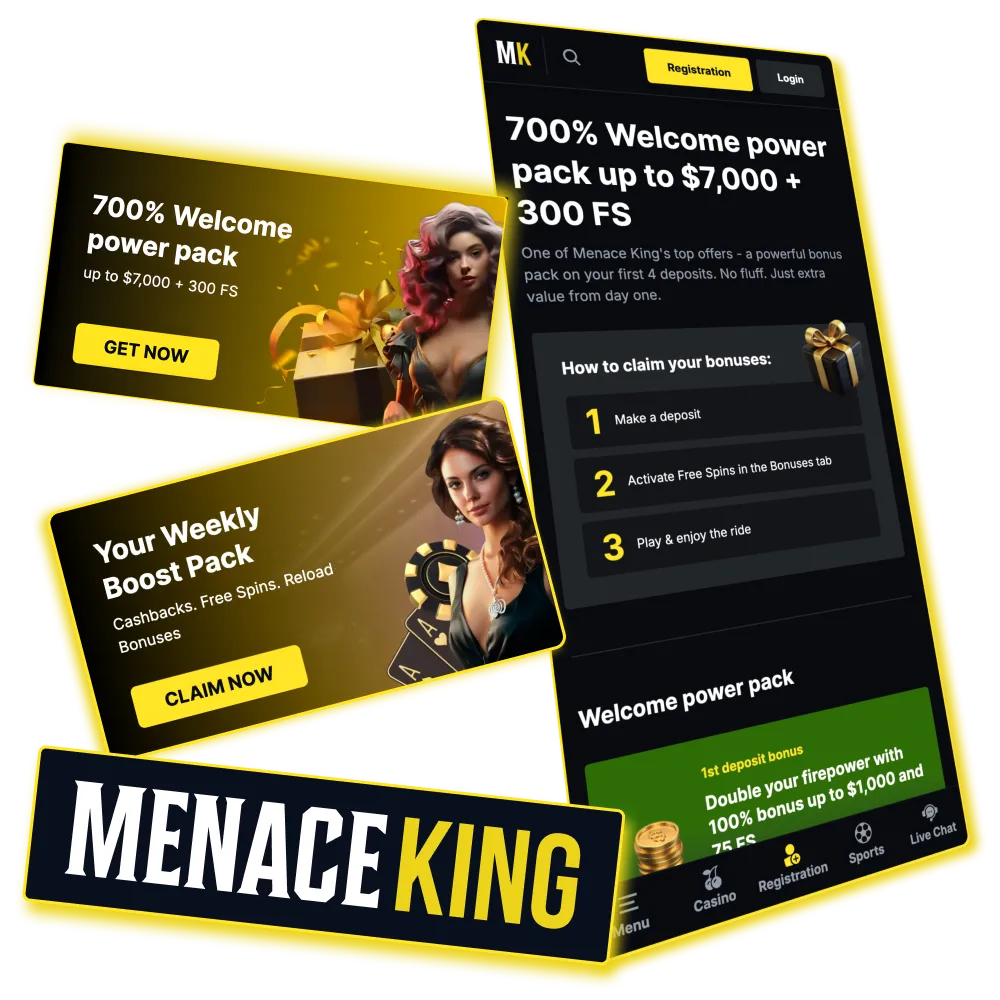 Ofertas promocionais MenaceKing para jogadores do Brasil.