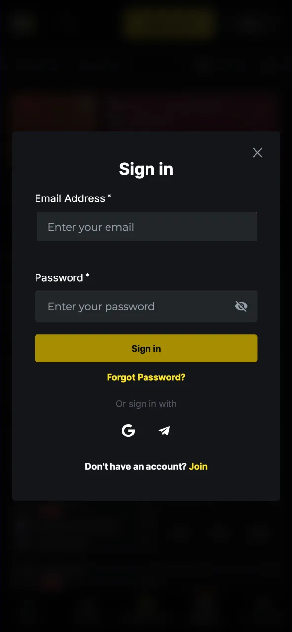 Login MenaceKing com e-mail e senha cadastrados.
