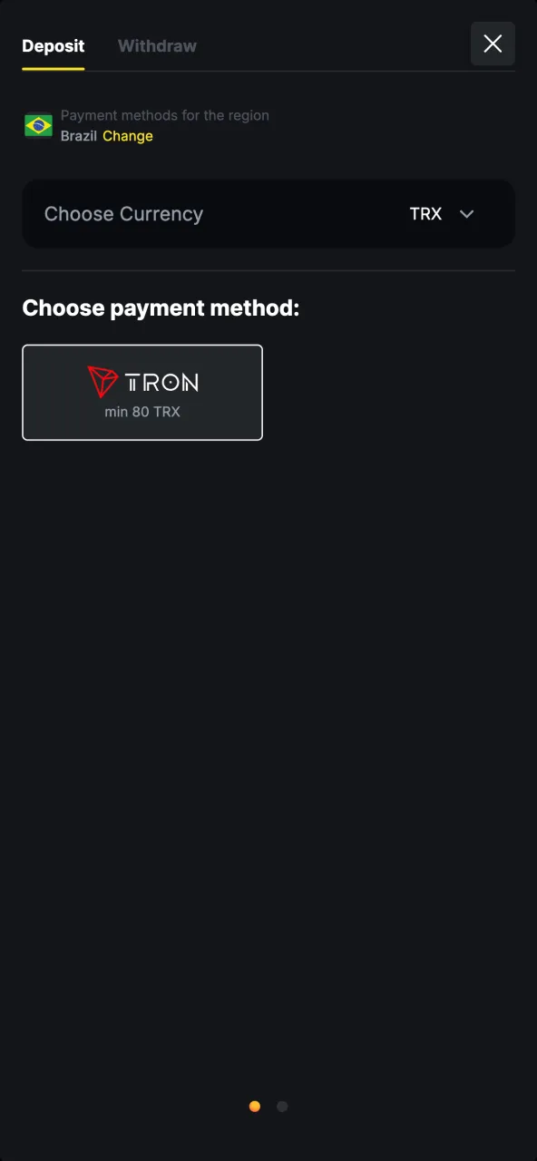Escolha cripto no MenaceKing com carteira financiada.
