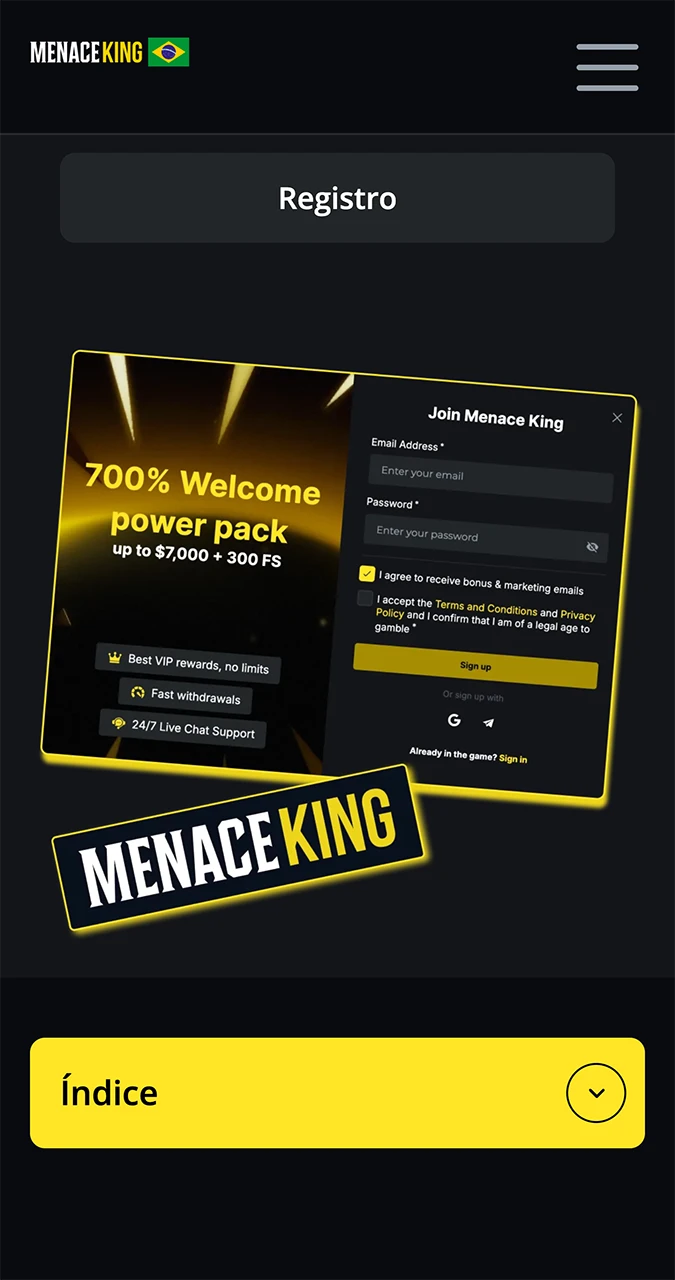 Clique para acessar o site oficial do MenaceKing.